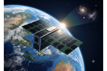 Conceptual image of the VERTECS telescope conducting observations in space.