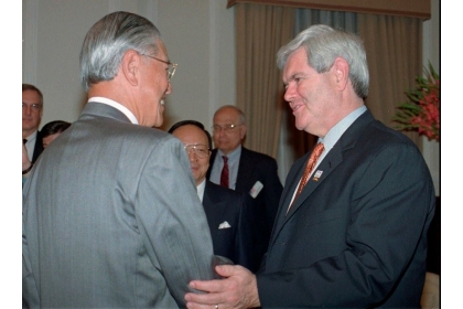 1997年前總統李登輝會見當時美國眾議院議長金瑞契。（AP）