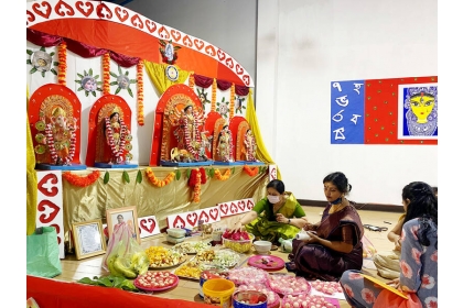 A Durga Puja is held by members of Taiwan’s Indian community early this month in New Taipei City. Photo courtesy of Nandana Biswass