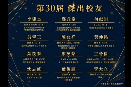 第30屆傑出校友得選名單
