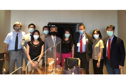 President of the University of Chemistry and Technology, Prague (UCT Prague), meeting with the representatives of NCHU. From left to right: Professor Sy-Sang Liaw; Professor Chih-Feng Huang; Professor Chia-Lin Chang (Vice-President, Office of Internationa