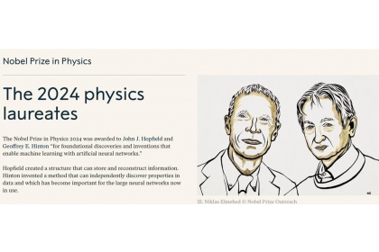 加拿大多倫多大學榮譽教授辛頓（Geoffrey Hinton）（右），美國科學家霍普菲爾德（John Hopfield）（左）共同獲得2024年諾貝爾物理學獎。資料來源／諾貝爾獎官網