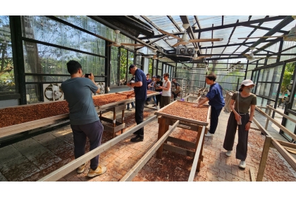 Some of the USU delegation traveled to southern Taiwan to tour an organic cacao farm and begin discussions about possible collaborations with USU's food science department and the Aggie Chocolate Factory.(Utah State University)