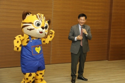 【聯合報】台中市長林佳龍致詞，花博吉祥物石虎也出場。
