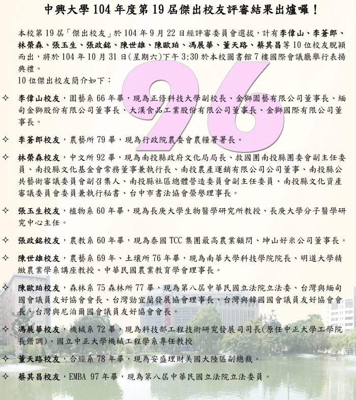 第19屆傑出校友表揚典禮_傑出校友簡介