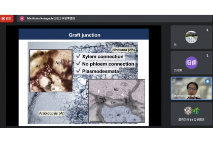 興大生科中心邀請百大學者講座日本名古屋大學野田口理孝(Michitaka Notaguchi)教授演講前瞻植物嫁接技術。