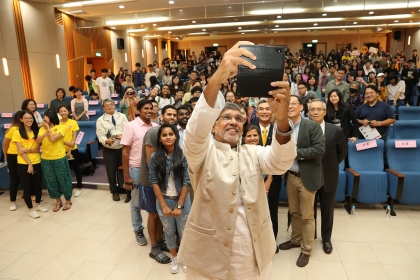 Nobel Peace Prize winner Kailash Satyarthi encourages young people to make use of society to change society